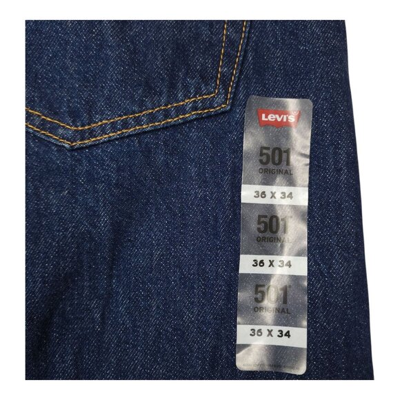 Levis 501 Mens Straight Leg Jeans 36x34 Blue Denim IRREGULAR, No Noticable Flaws - Picture 7 of 13